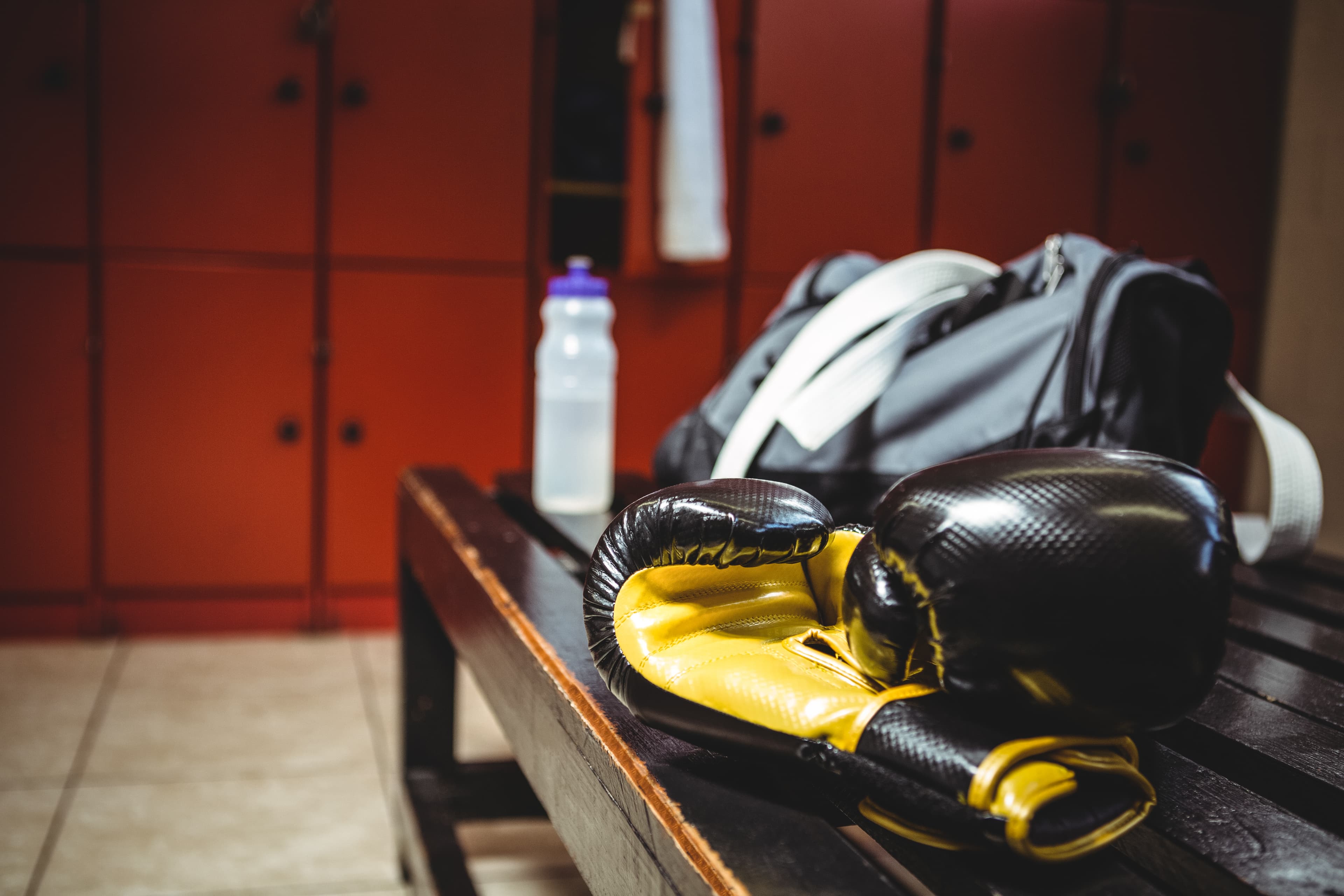 boxing gloves bench locker room